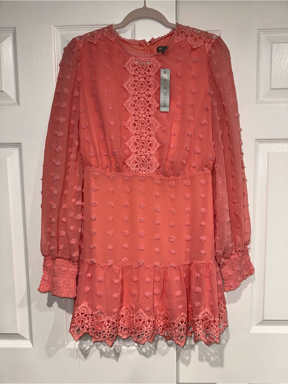 Love By Design Coral Swiss Dot Lace-Trim Girls' Dress
